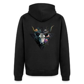 Chèvre Fleurs Art Cadeau Chèvre Animal Ferme - Veste à capuche bio Premium Unisexe - noir - Dos - Nico (187cm)