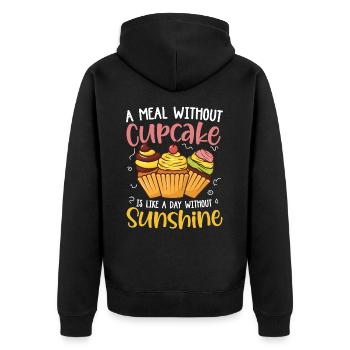 A Meal Without Cupcake Is Like A Day Without - Unisex Premium Bio Zip Hoodie - Schwarz - Hinten - Nico (187cm)