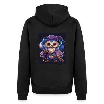 Niedliche Eule als Zauberer für einen Eulen Fans - Unisex Premium Bio Zip Hoodie - Schwarz - Hinten - Nico (187cm)