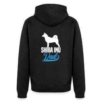 Shiba Inu Dad - Unisex Premium Bio Zip Hoodie - Schwarz - Hinten - Nico (187cm)