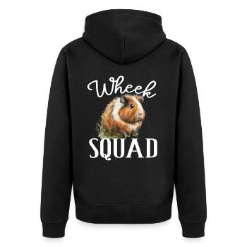 Wheek Squad für eine Meerschweinchen Liebhaber - Unisex Premium Bio Zip Hoodie - Schwarz - Hinten - Nico (187cm)