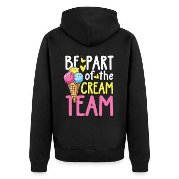 Be Part Of The Cream Team für eine Eis Liebhaber - Unisex Premium Bio Zip Hoodie - Schwarz - Hinten - Nico (187cm)