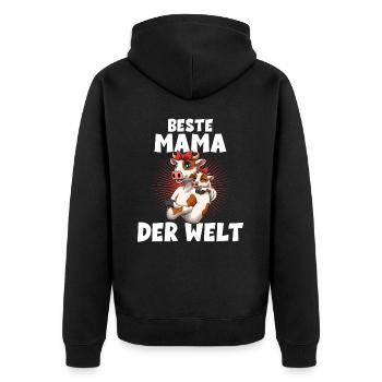 Beste Mama der Welt Muttertag Mutter Kuh für - Unisex Premium Bio Zip Hoodie - Schwarz - Hinten - Nico (187cm)