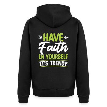 Glaube An Dich Selbst Gottanbeter Glaube Jesus - Unisex Premium Bio Zip Hoodie - Schwarz - Hinten - Nico (187cm)