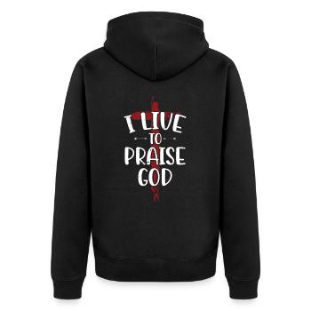 I live to praise God Holy Cross of the - Unisex Premium Organic Zip Hoodie - black - Back - Nico (187cm)