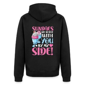 Sundaes Are Better With You By My Side - Unisex Premium Bio Zip Hoodie - Schwarz - Hinten - Nico (187cm)