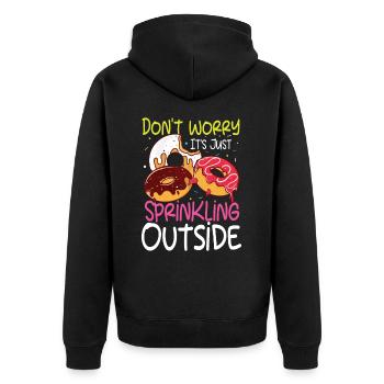 Don't Worry It's Just Sprinkling Outside - Unisex Premium Bio Zip Hoodie - Schwarz - Hinten - Nico (187cm)