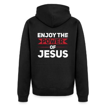 Profitez de la puissance de Jésus Croyez Dieu - Veste à capuche bio Premium Unisexe - noir - Dos - Nico (187cm)