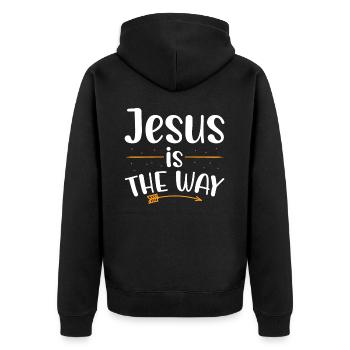 Jesus Ist Der Weg Christlicher Glaube An Gott - Unisex Premium Bio Zip Hoodie - Schwarz - Hinten - Nico (187cm)