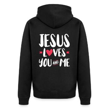 Jésus nous aime, toi et moi, la foi chrétienne - Veste à capuche bio Premium Unisexe - noir - Dos - Nico (187cm)
