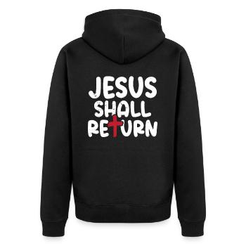 Jesus Will Come Again Cross Christian Faith - Unisex Premium Organic Zip Hoodie - black - Back - Nico (187cm)