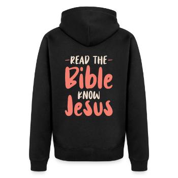 Lire la Bible Foi chrétienne Dieu Jésus - Veste à capuche bio Premium Unisexe - noir - Dos - Nico (187cm)