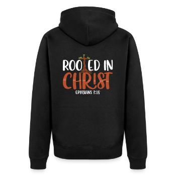 Enraciné dans le Christ des chrétiens d’Éphèse - Veste à capuche bio Premium Unisexe - noir - Dos - Nico (187cm)