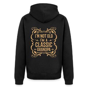 I'm not old, I'm a classic grandpa - - Unisex Premium Organic Zip Hoodie - black - Back - Nico (187cm)