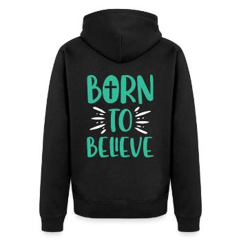Geboren Um Zu Glauben Christliches Kreuz Glaube - Unisex Premium Bio Zip Hoodie - Schwarz - Hinten - Nico (187cm)