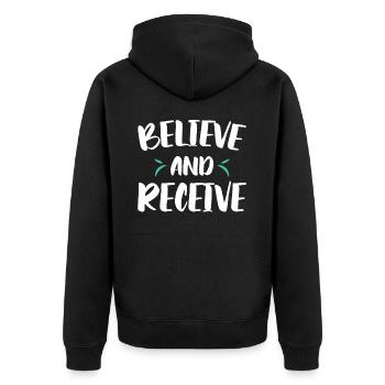 Glauben Und Empfangen Christlicher Glaube An Gott - Unisex Premium Bio Zip Hoodie - Schwarz - Hinten - Nico (187cm)