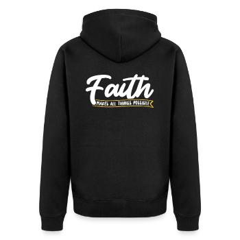 Faith makes everything possible Christian Jesus - Unisex Premium Organic Zip Hoodie - black - Back - Nico (187cm)