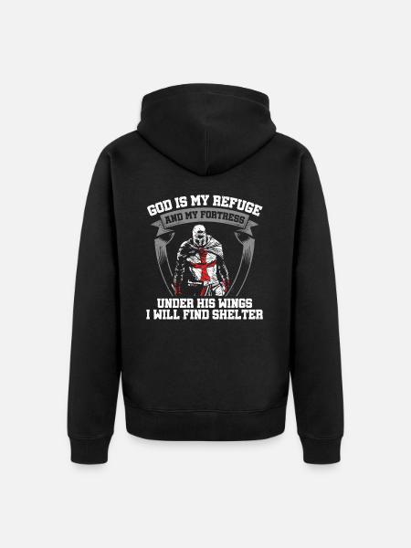 God is my refuge Knights Templar Christian - Unisex Premium Organic Zip Hoodie - black