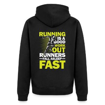 Running Good Work Out Runners Fall Asleep Fast - Unisex Premium Bio Zip Hoodie - Schwarz - Hinten - Nico (187cm)