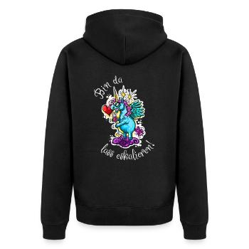 Einhorn Eskalation Unicorn - Unisex Premium Bio Zip Hoodie - Schwarz - Hinten - Nico (187cm)