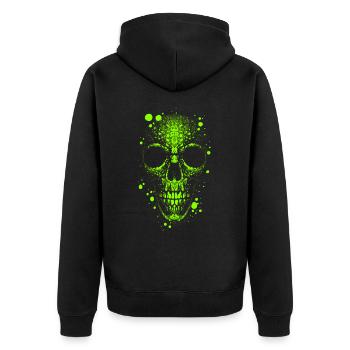 Totenkopf Skull - Unisex Premium Bio Zip Hoodie - Schwarz - Hinten - Nico (187cm)