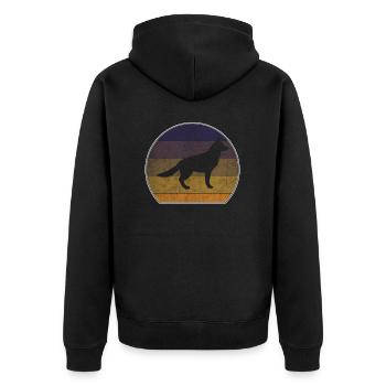 Retro German Shepherd Sunset - Unisex Premium Organic Zip Hoodie - black - Back - Nico (187cm)
