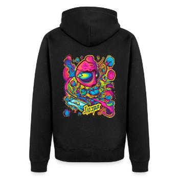 Cool Full Colors Design Trip Space Colorful - Unisex Premium Organic Zip Hoodie - black - Back - Nico (187cm)