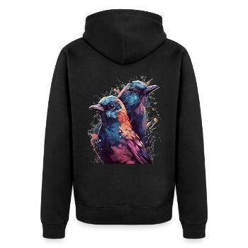 High Gloss Design Bird Birds Bird Colorful Couple - Unisex Premium Organic Zip Hoodie - black - Back - Nico (187cm)