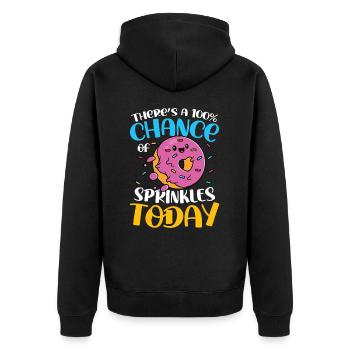 There's A 100% Chance Of Sprinkles Today - Unisex Premium Bio Zip Hoodie - Schwarz - Hinten - Nico (187cm)