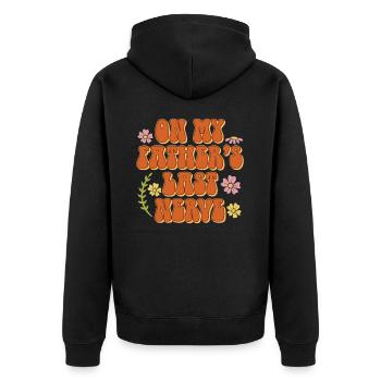 Sur la dernière fleur hippie nerveuse de mon père - Veste à capuche bio Premium Unisexe - noir - Dos - Nico (187cm)