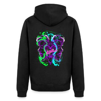 L.Gor - Unisex Premium Bio Zip Hoodie - Schwarz - Hinten - Nico (187cm)