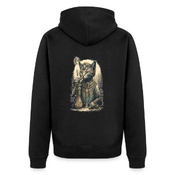 Egypt Cat Smoke with hookah Amazing Design - Unisex Premium Organic Zip Hoodie - black - Back - Nico (187cm)