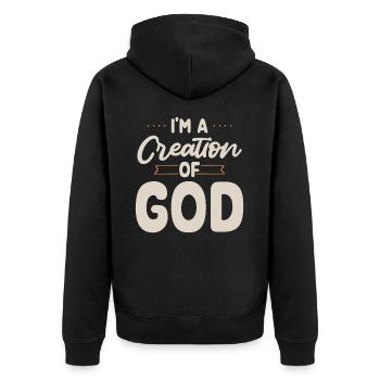 Je suis une création de la foi chrétienne de Dieu - Veste à capuche bio Premium Unisexe - noir - Dos - Nico (187cm)