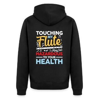 Touching My Flute für einen Flötist Flötenspieler - Unisex Premium Bio Zip Hoodie - Schwarz - Hinten - Nico (187cm)