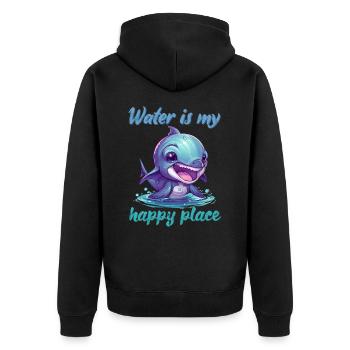 Water is my happy place - Unisex Premium Organic Zip Hoodie - black - Back - Nico (187cm)