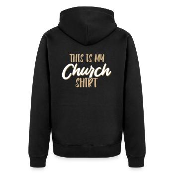 C’est ma foi chrétienne en Dieu - Veste à capuche bio Premium Unisexe - noir - Dos - Nico (187cm)