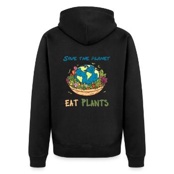 Sauver la planète manger des plantes - Veste à capuche bio Premium Unisexe - noir - Dos - Nico (187cm)