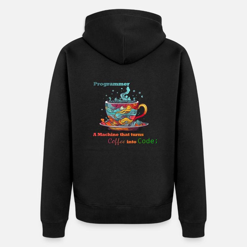 Programmer - Coffee into Code - Unisex Premium Organic Zip Hoodie - black