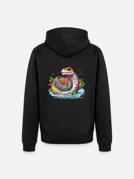 Rainbow Anaconda - Unisex Premium Organic Zip Hoodie - black