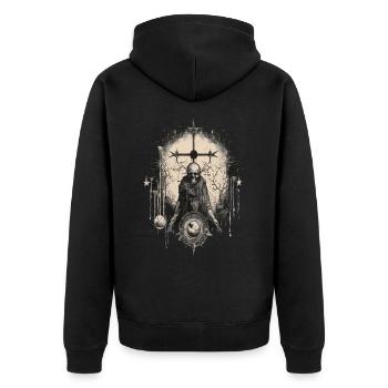 Gothic Witchcraft Ritual Darkness Skelett Skull - Unisex Premium Bio Zip Hoodie - Schwarz - Hinten - Nico (187cm)