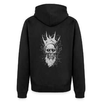 Gothic Line King Throne Horror Skull Horror Dark - Unisex Premium Organic Zip Hoodie - black - Back - Nico (187cm)