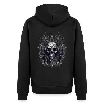 Gothic Witchcraft Ritual Dark Skull Clock Horror - Unisex Premium Organic Zip Hoodie - black - Back - Nico (187cm)