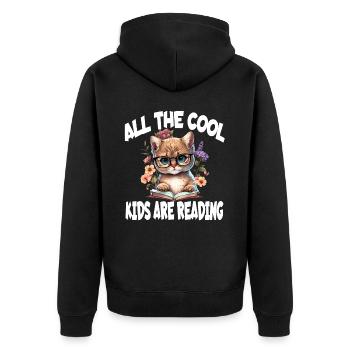 All The Cool Kids Are Reading Katze Kätzchen - Unisex Premium Bio Zip Hoodie - Schwarz - Hinten - Nico (187cm)