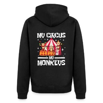 My Circus My Monkeys - Unisex Premium Bio Zip Hoodie - Schwarz - Hinten - Nico (187cm)