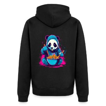 Panda manger Asie Ramen Nourriture Synthwave Design - Veste à capuche bio Premium Unisexe - noir - Dos - Nico (187cm)