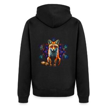 Fuchs Tierliebhaber Geschenk Wildtier Tier Motiv - Unisex Premium Bio Zip Hoodie - Schwarz - Hinten - Nico (187cm)