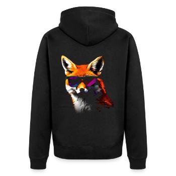 Fuchs Tierliebhaber Geschenk Tier Sonnenbrille - Unisex Premium Bio Zip Hoodie - Schwarz - Hinten - Nico (187cm)