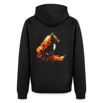 Fuchs Tierliebhaber Geschenk Wildtier Tier Motiv - Unisex Premium Bio Zip Hoodie - Schwarz - Hinten - Nico (187cm)