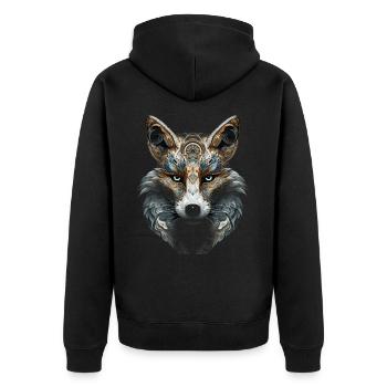 Fuchs Tierliebhaber Geschenk Wildtier Tier Motiv - Unisex Premium Bio Zip Hoodie - Schwarz - Hinten - Nico (187cm)