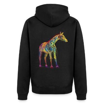 Giraffe Animal Africa Gift Animal Lover Zoo - Unisex Premium Organic Zip Hoodie - black - Back - Nico (187cm)